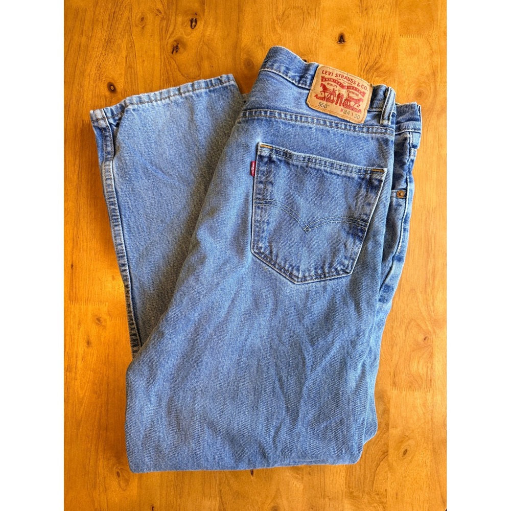 Levis 550 Relaxed Fit Tapered Leg Jeans Medium Wash Blue Denim 34x30 451